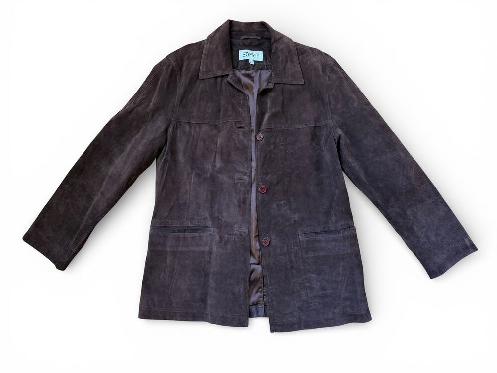 Vintage 1990s ESPRIT Brown Soft Suede Jacket / Blazer Women's Large